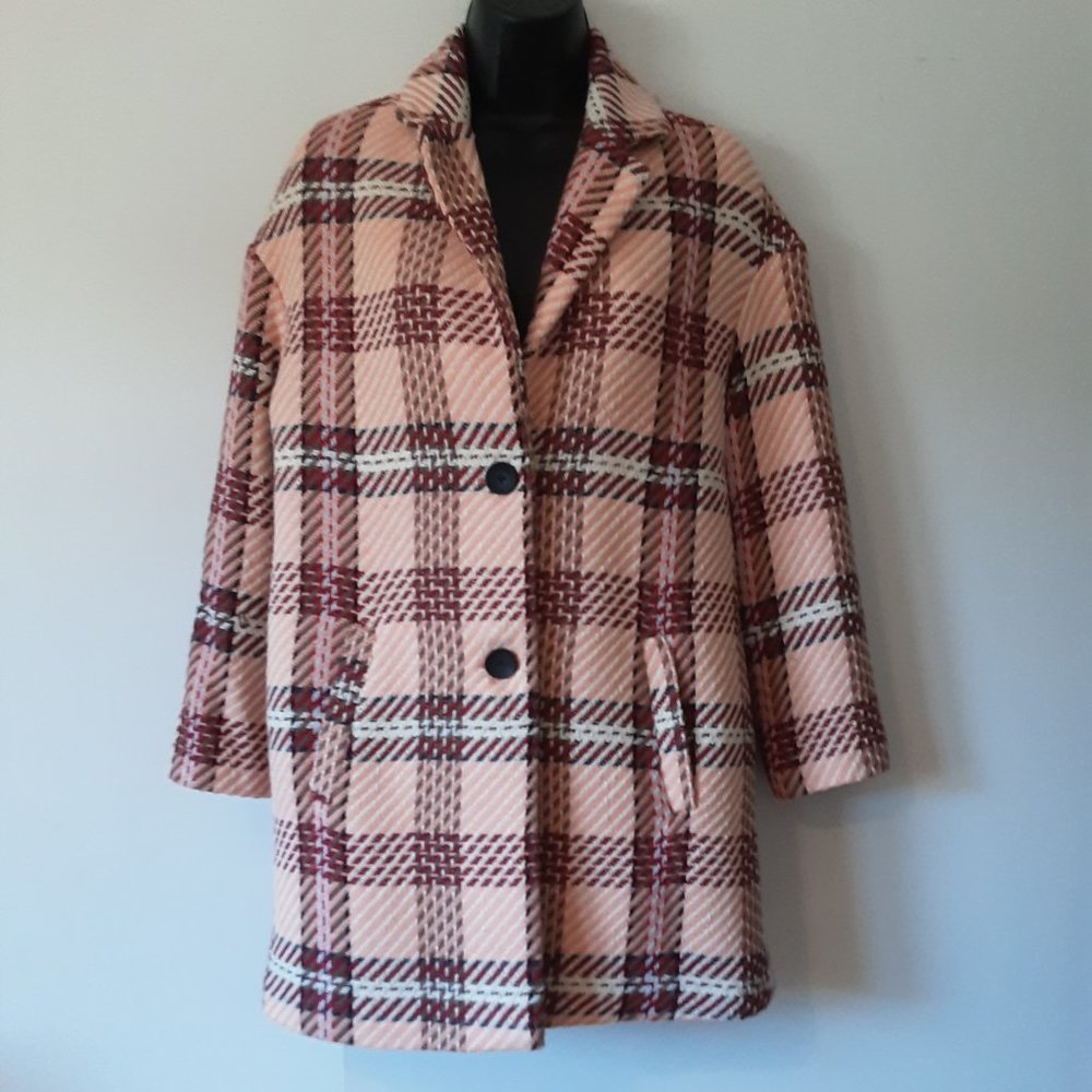 Stradivarius Oversize 3/4 Plaid Jacket